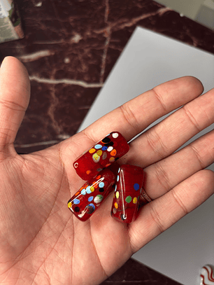 Facetado de Murano L 7 Linhas vermelho