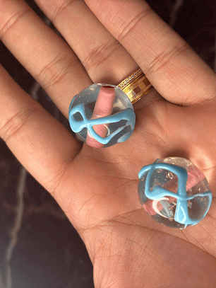 Bola de Murano Venturini XL Cristal com Miolo Rosa e Turquesa