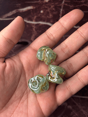 Meteoro de Murano L Verde com Branco Irisado