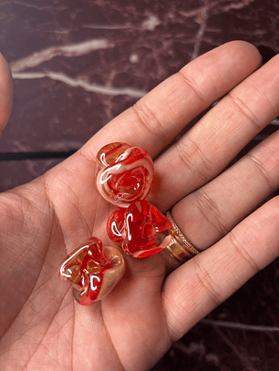 Meteoro de Murano L Vermelho com Branco Transparente