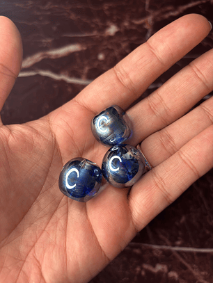 Bola de Murano L Azul com Branco Irisado