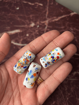 Firma de Murano L Imperial Branco 7 Linhas com Prata