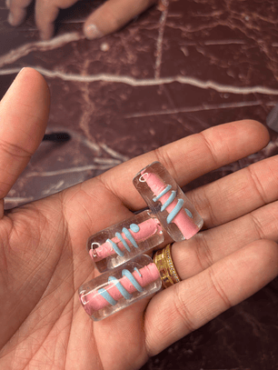 Firma de Murano Venturini XL Cristal com Miolo Rosa e Azul