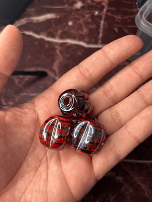 Pitanga de Murano XL Vermelho com Preto Transparente Irisado