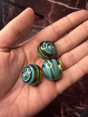 Bola XL - Cristal com âmbar e azul turquesa