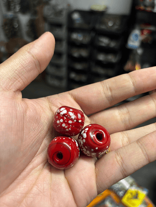 Bola de Murano L vermelho c/ rajado branco