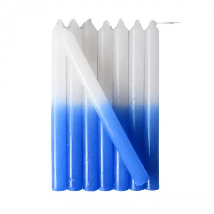 Vela 15cm branco c/ azul 1
