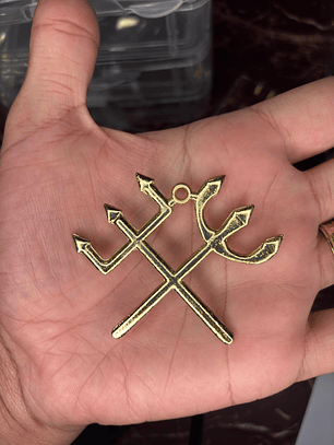 Pingente de Tridente Duplo Grande - Dourado