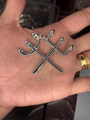 Pingente de Tridente Duplo Grande - Prata