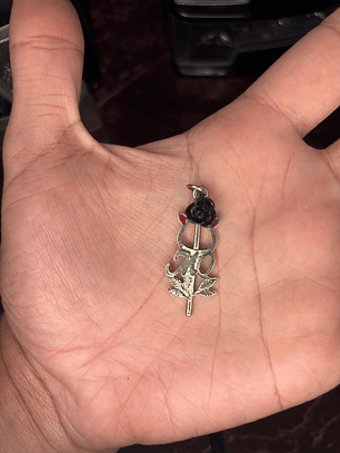 Tridente Maria Quitéria prata com rosa