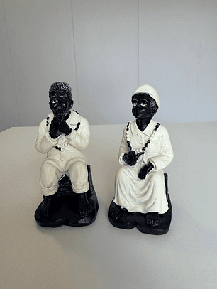 Casal Preto Velhos em resina 10cm