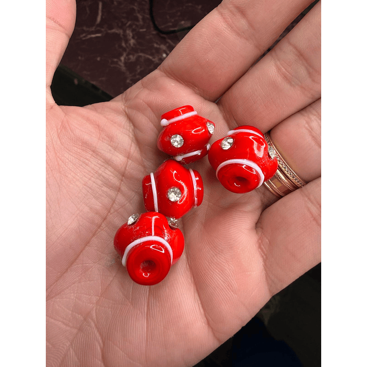 Mini firma vermelho c/ branco com strass 1