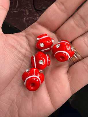 Mini firma vermelho c/ branco com strass