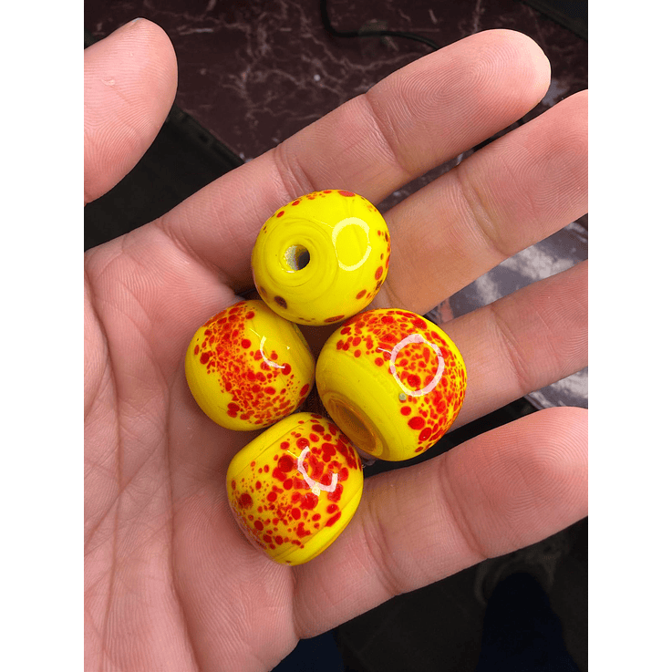 Bola de murano amarelo com vermelho L 1