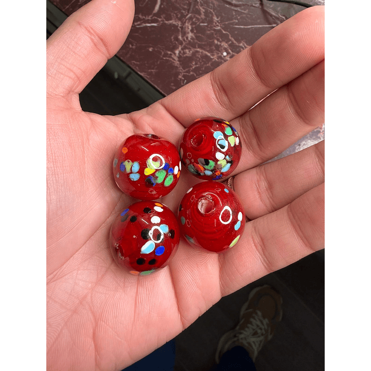 Bola de murano vermelho 7 linhas XL 1