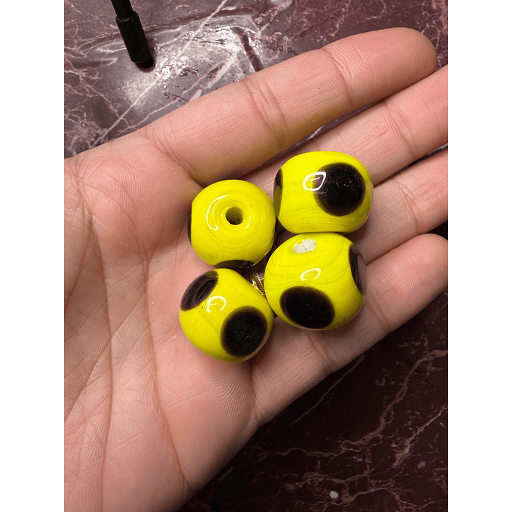 Bola de murano amarelo com preto L 1