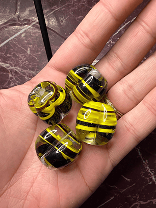 Pitanga de Murano Transparente com Amarelo e Preto XL