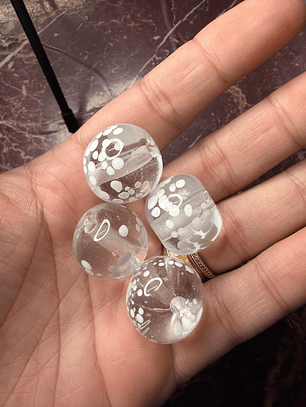 Bola de murano transparente com branco L