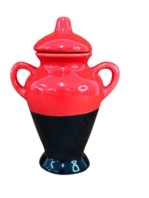 Quartinha loiça c/ asa 15 cm verm. c/ preto