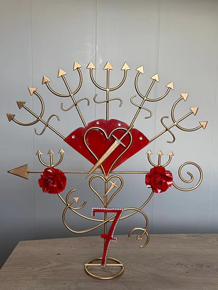 Ferro Pombagira leque vermelho 60cm