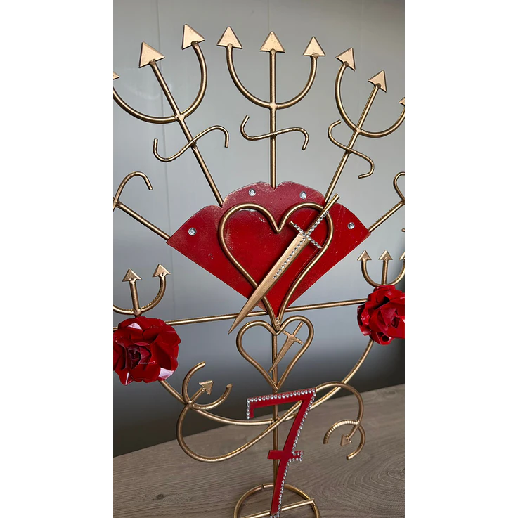 Ferro Pombagira leque vermelho 60cm 2