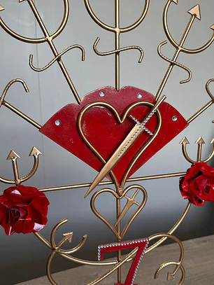 Ferro Pombagira leque vermelho 60cm