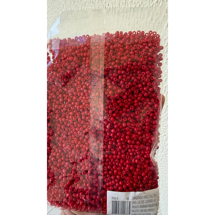 Missanga vermelho intenso 4mm 500g 1