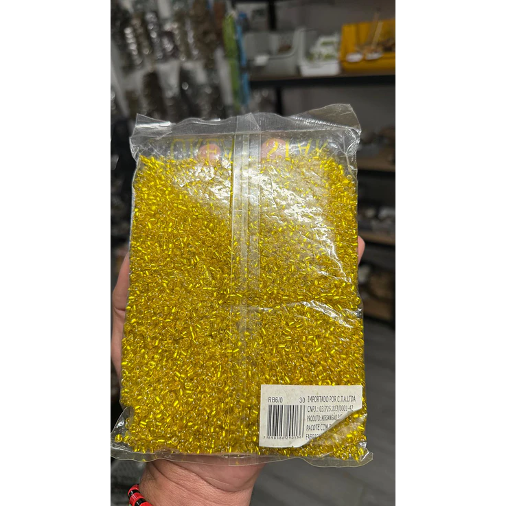 Missanga cristal amarelo 4mm 500g 1