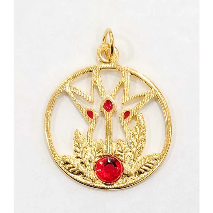Medalha Maria Mulambo dourado com strass vermelho 1