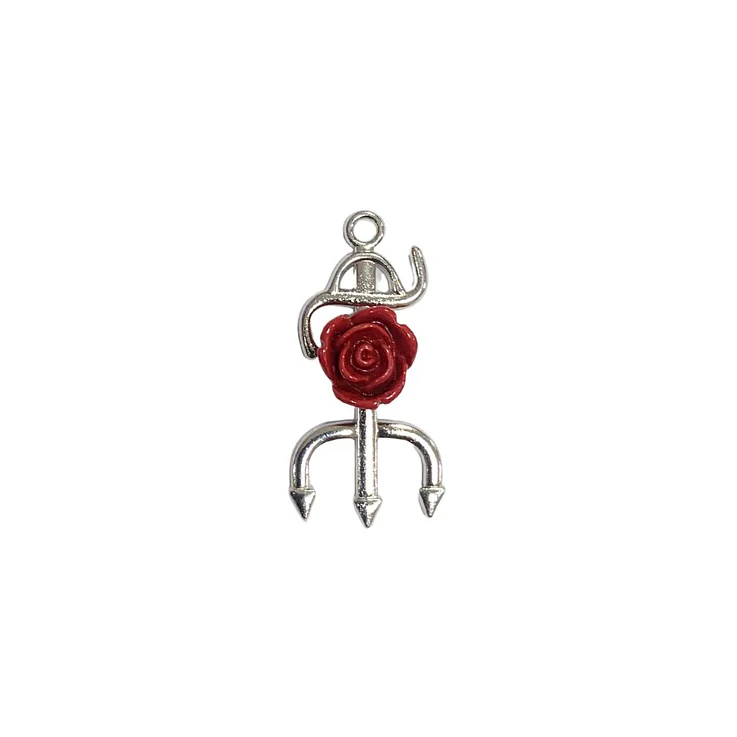 Pingente de Tridente com Rosa em Resina prata/dourado 2