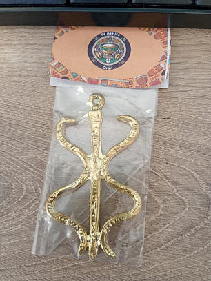 Pingente bastão serpentes dourado