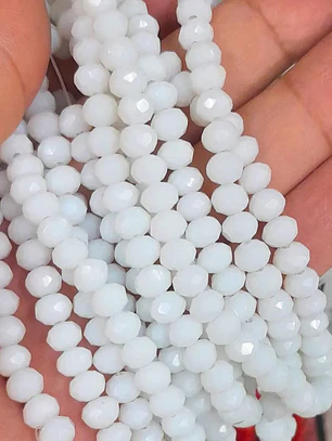 Fio de contas cristal branco leitoso 6mm - 61 contas
