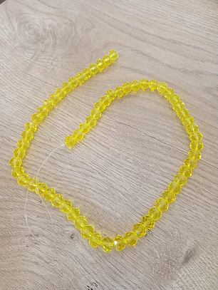 Fio de contas cristal amarelo transparente 6mm - 61 contas
