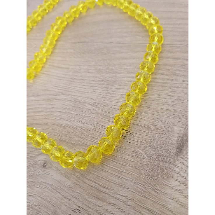 Fio de contas cristal amarelo transparente 6mm - 61 contas 1