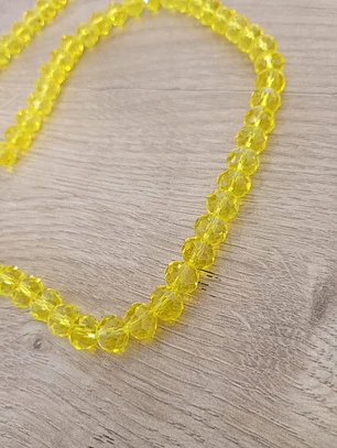 Fio de contas cristal amarelo transparente 6mm - 61 contas