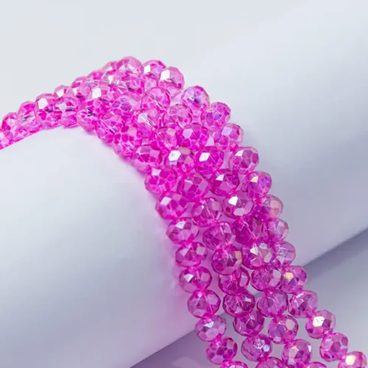 Fio de contas cristal rosa pink transparente 6mm - 65 contas 1