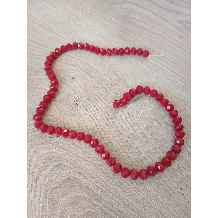Fio de contas cristal vermelho cereja leitoso 6mm - 65 contas 1