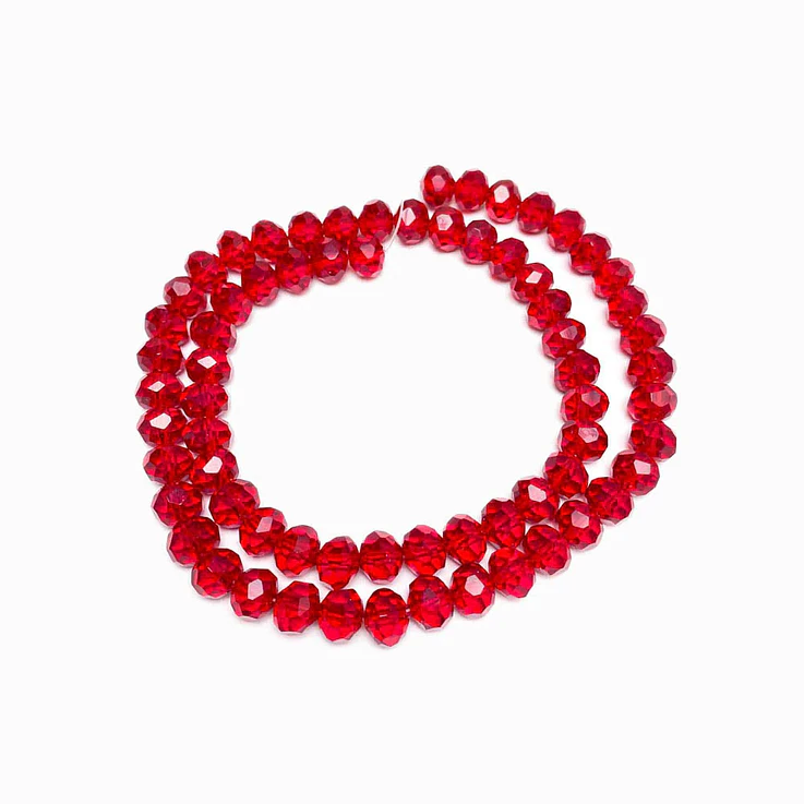 Fio de contas cristal vermelho transparente 6mm - 56 contas 1