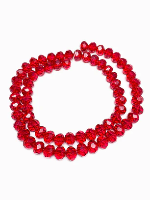 Fio de contas cristal vermelho transparente 6mm - 56 contas