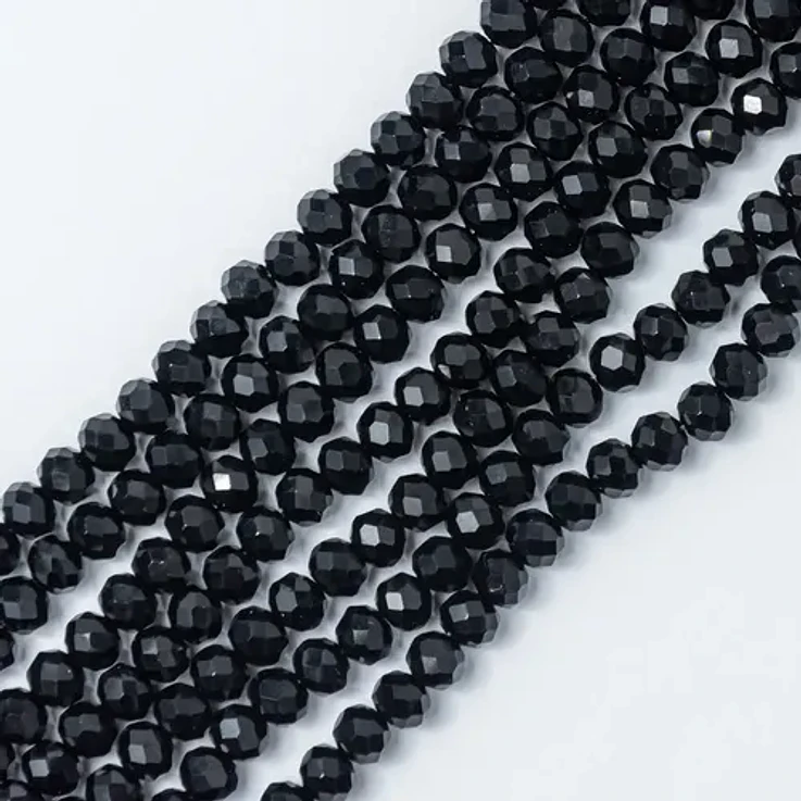 Fio de contas cristal preto leitoso  6mm - 60 contas 1