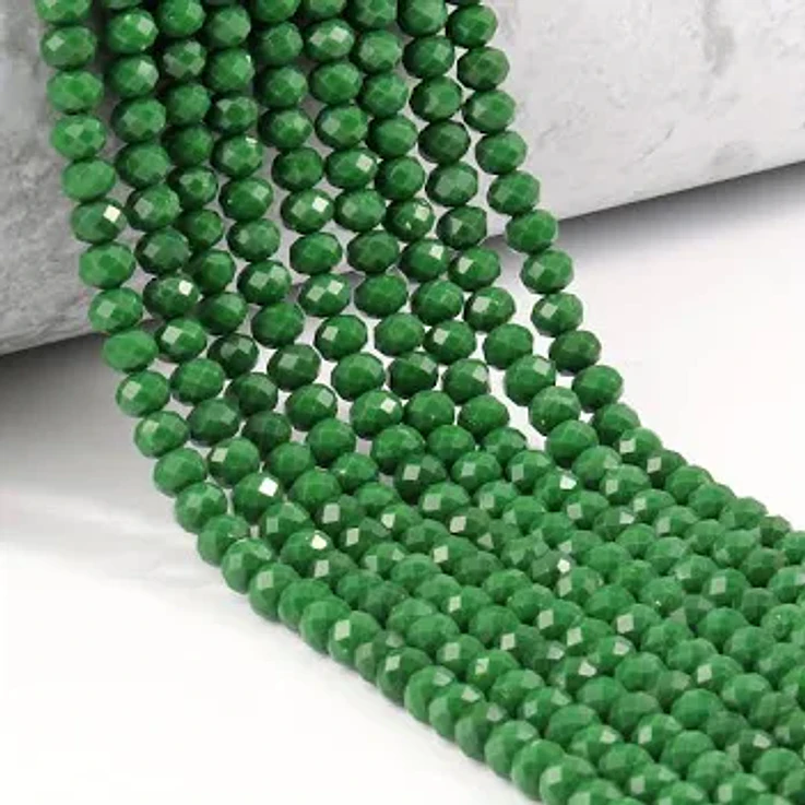 Fio de contas cristal verde leitoso 6mm - 60 contas 1