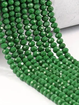 Fio de contas cristal verde leitoso 6mm - 60 contas