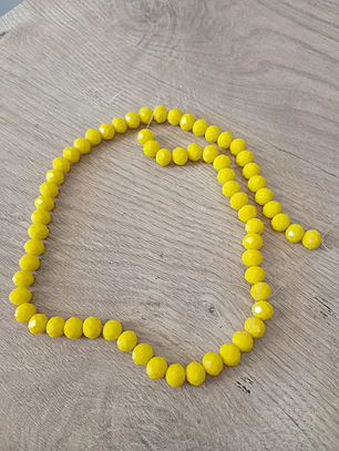 Fio de contas cristal amarelo leitoso 6mm - 65 contas