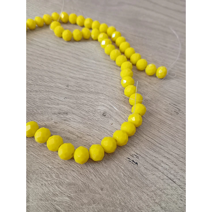 Fio de contas cristal amarelo leitoso 6mm - 65 contas 1