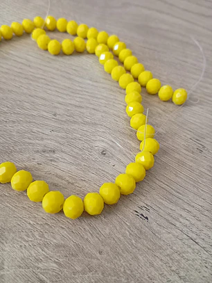 Fio de contas cristal amarelo leitoso 6mm - 65 contas