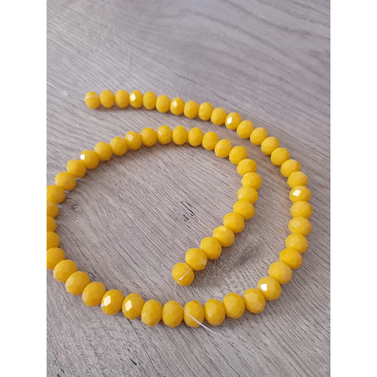 Fio de contas cristal amarelo queimado leitoso 6mm - 60 contas 1