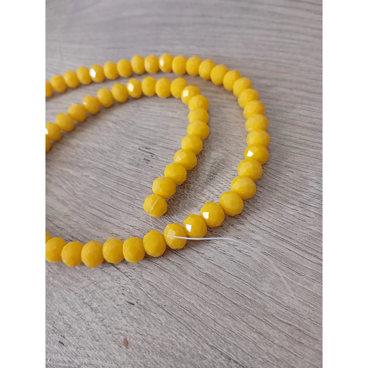 Fio de contas cristal amarelo queimado leitoso 6mm - 60 contas 2
