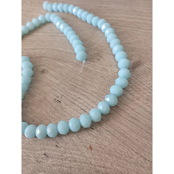 Fio de contas cristal azul claro leitoso 6mm - 60 contas 2