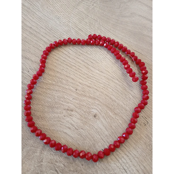 Fio de contas cristal vermelho escuro leitoso 4mm - 86 contas 1