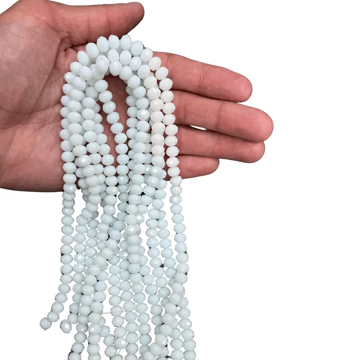 Fio de contas cristal branco leitoso 4mm - 85 contas 1